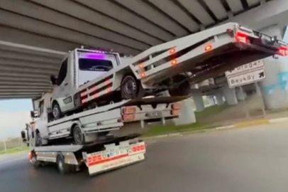 Düzce bağlantı yolunda üç çekici 'üst üste’ şovu!