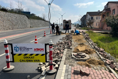 Başiskele’de tretuvar yenileme çalışmaları tamamlandı
